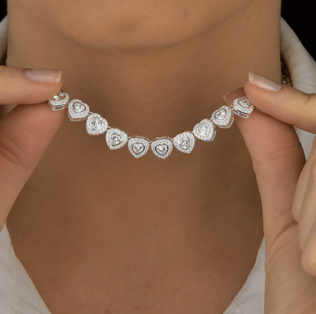 Choker Riviera Corações Cristal